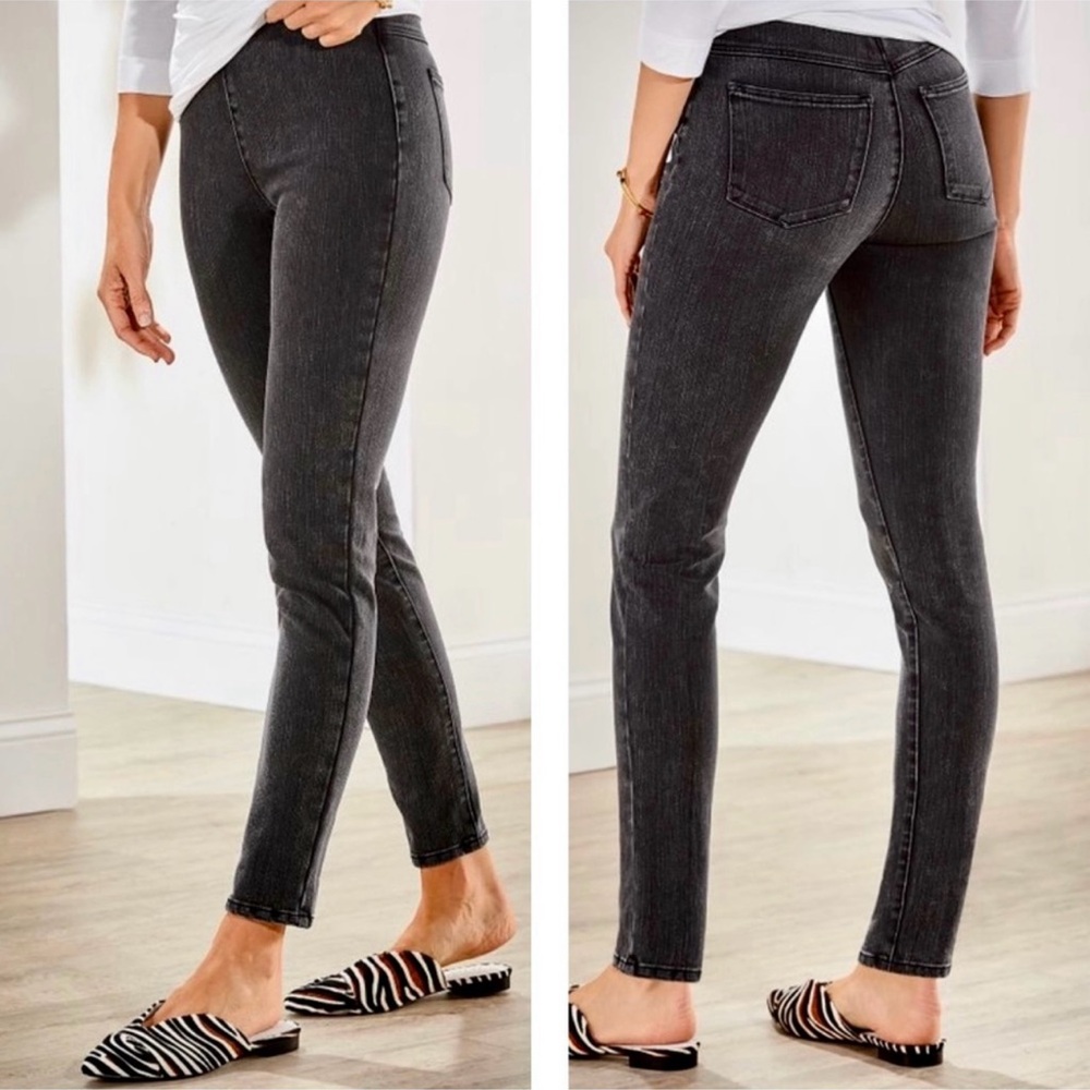 Soft Surroundings NWT Ultimate Leggings Jeggings Faded Black Wash SP 6/8 Small